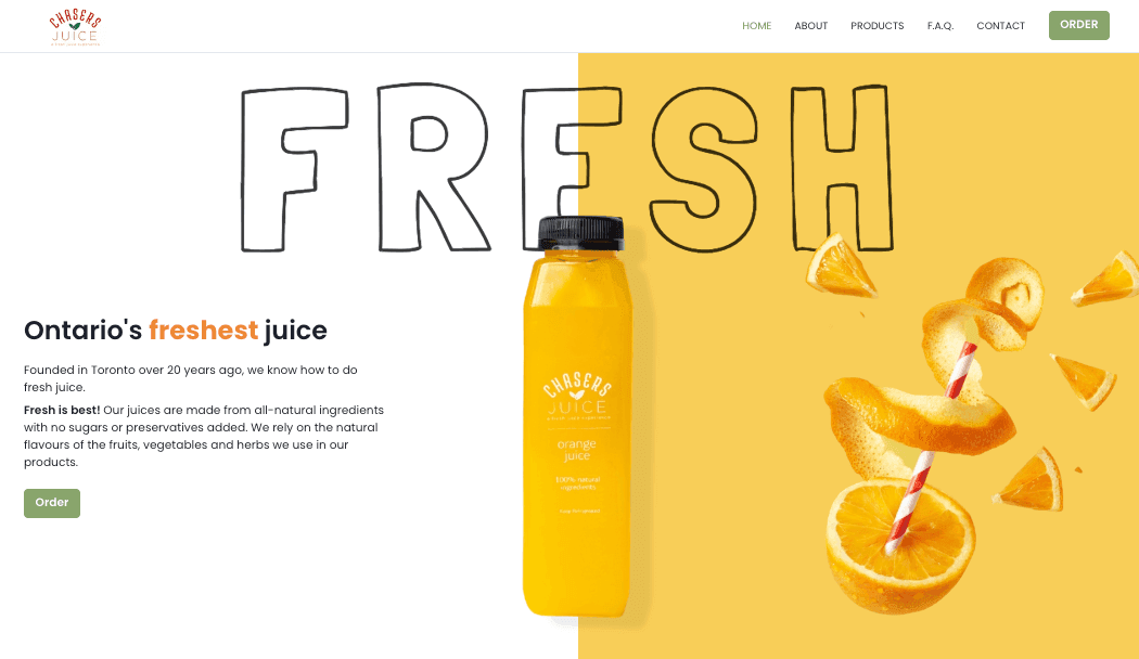 Chasers Fresh Juice website